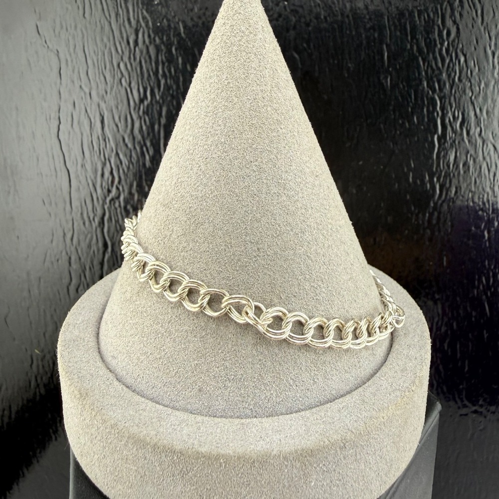 Sterling Silver Bracelet Round Link Adjustable 8”